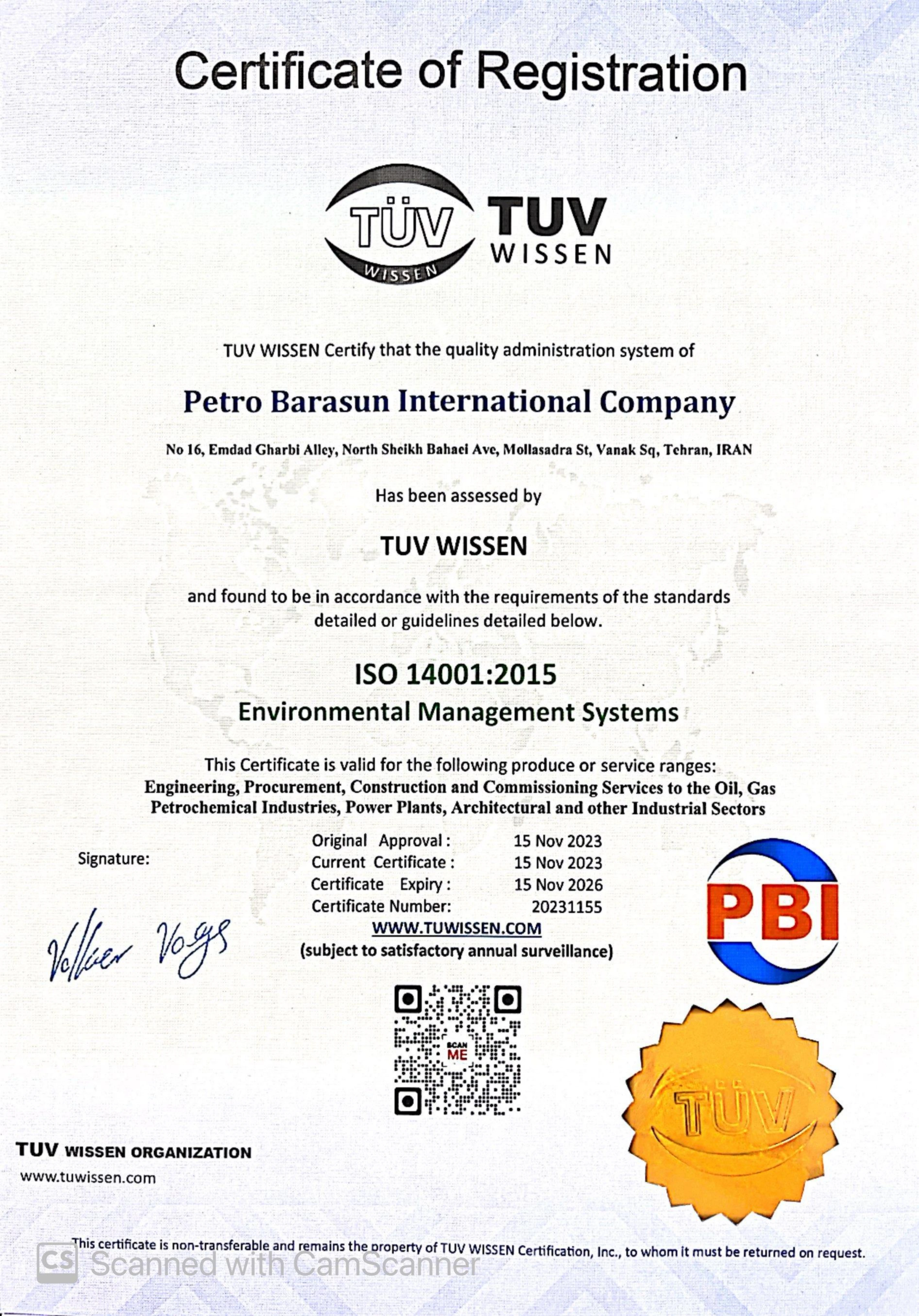 ISO 14001:2015 - Petro Barasun International Company
