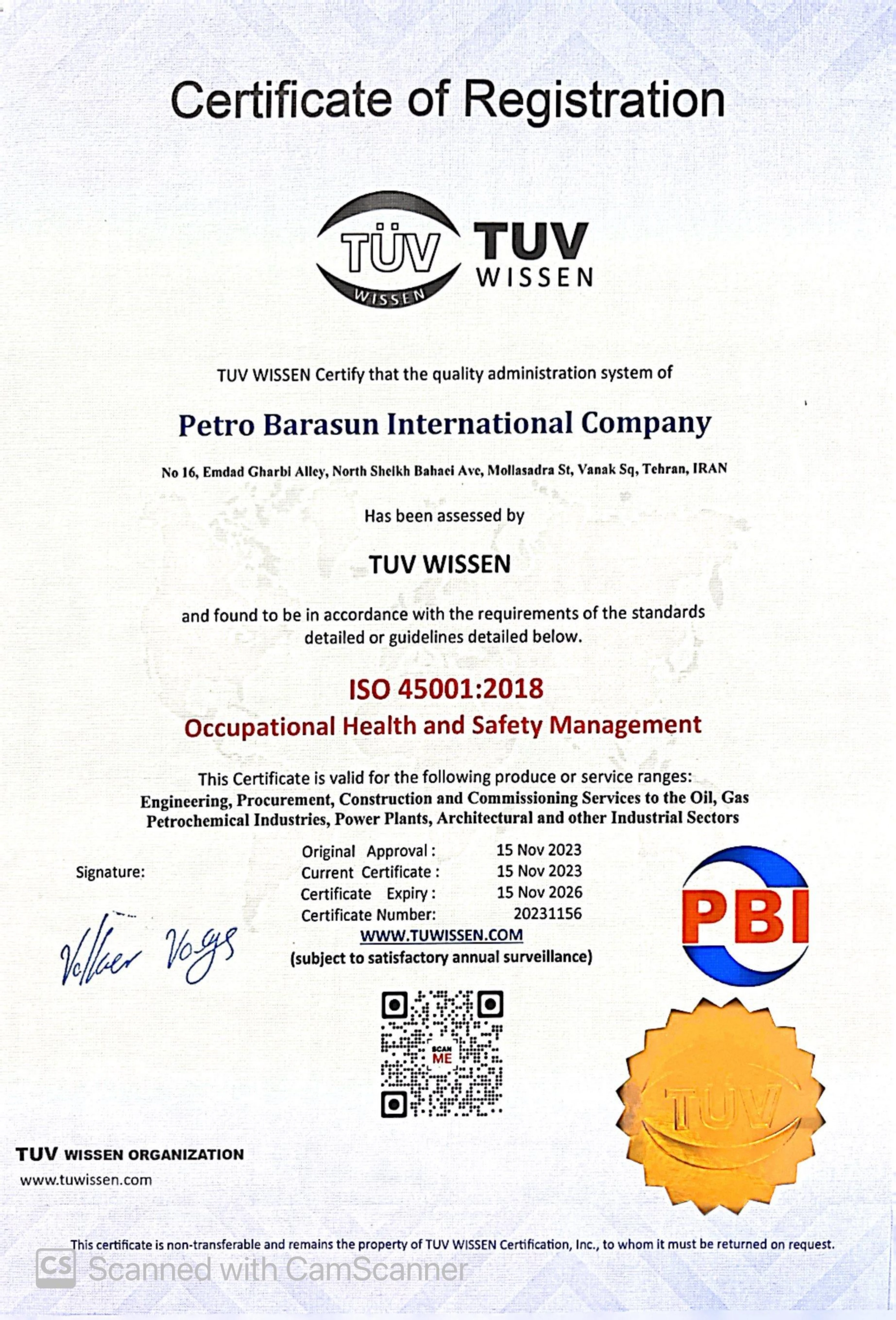 ISO 45001:2018 - Petro Barasun International Company