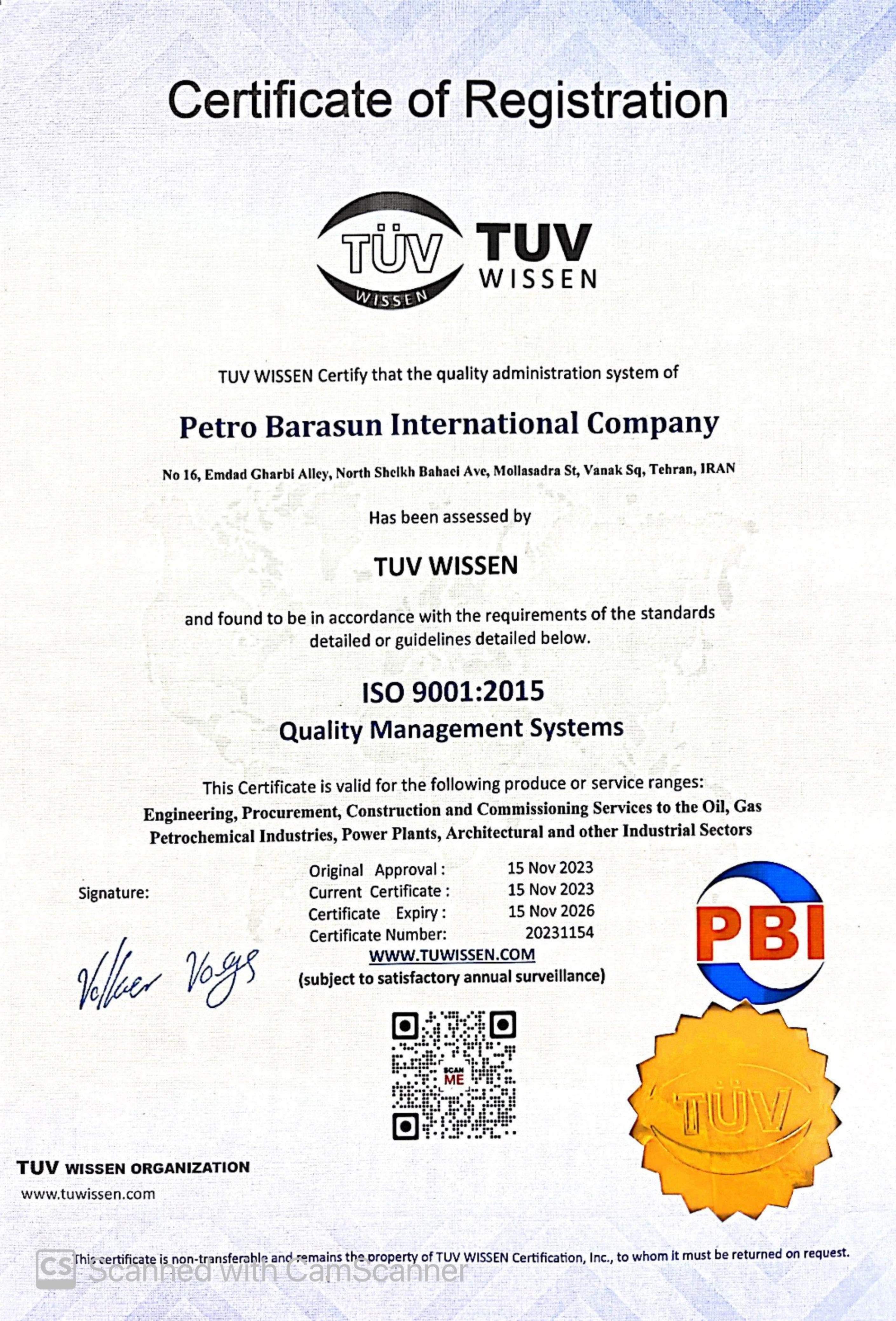 ISO 9001:2015 - Petro Barasun International Company